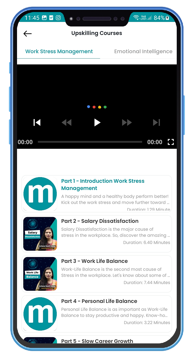 Video learning screen